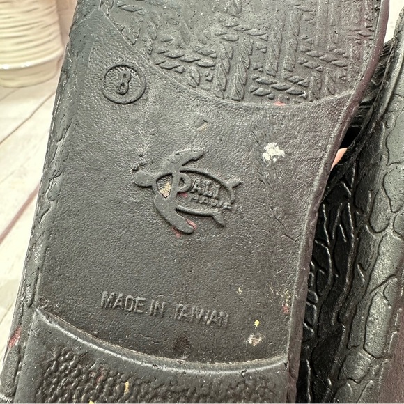 pali hawaii Classic Jandals Black Double Strap Slides sandals beach summer sz 8 - Picture 6 of 7